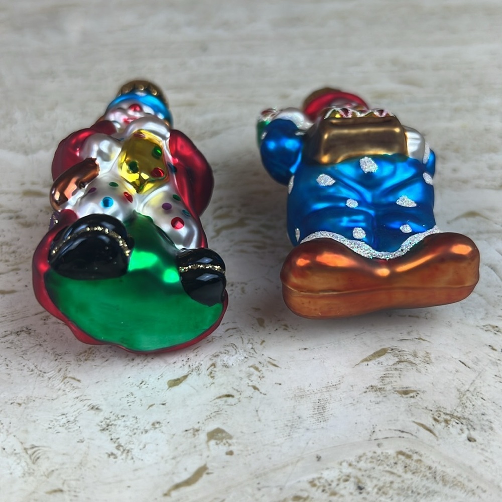 Hand crafted glass ornaments 2 clowns - Picture 3 of 7